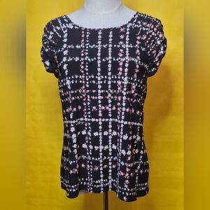 Tommy Hilfiger Black and Pink Floral Patterned Blouse